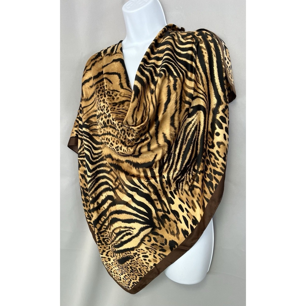 Womens Animal Print‎ Scarf Made In Italy 34.5"x34.5"